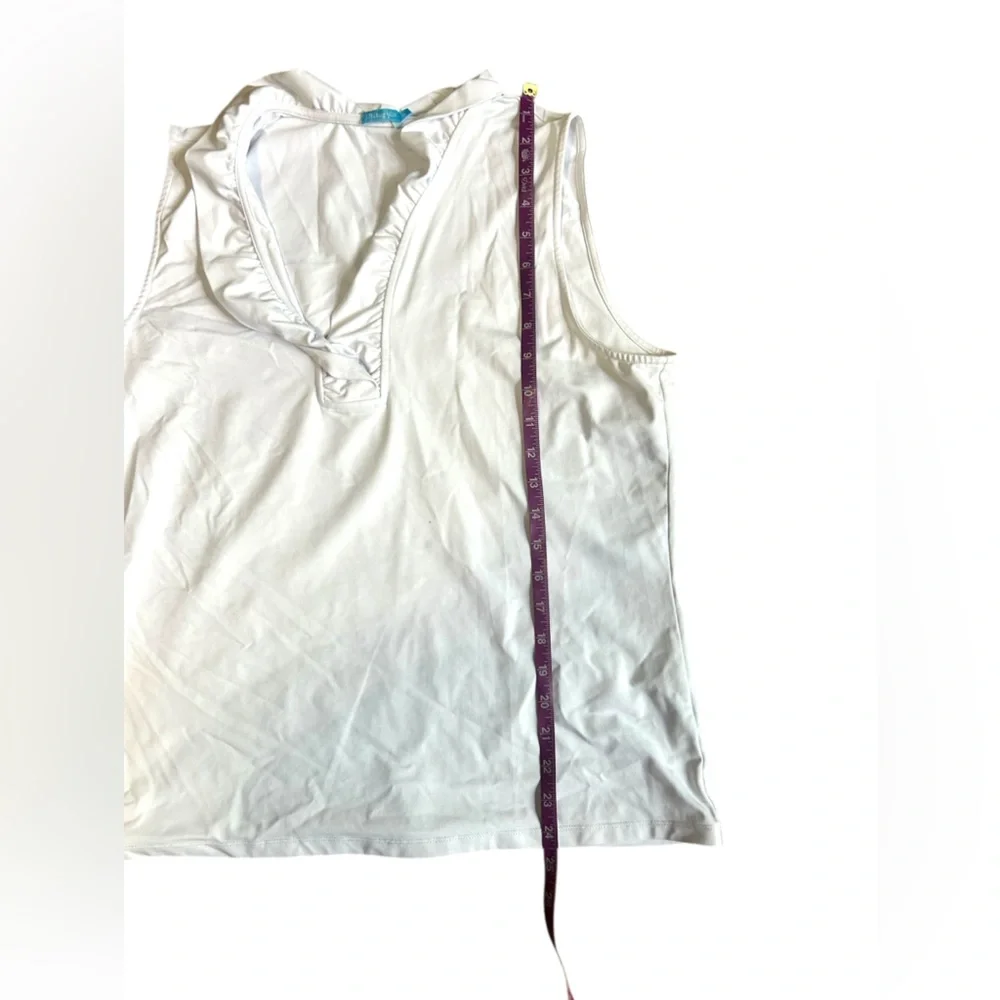 J. MCLAUGHLIN white Durham sleeveless ruffle top Catalina cloth size XL - Picture 5 of 11
